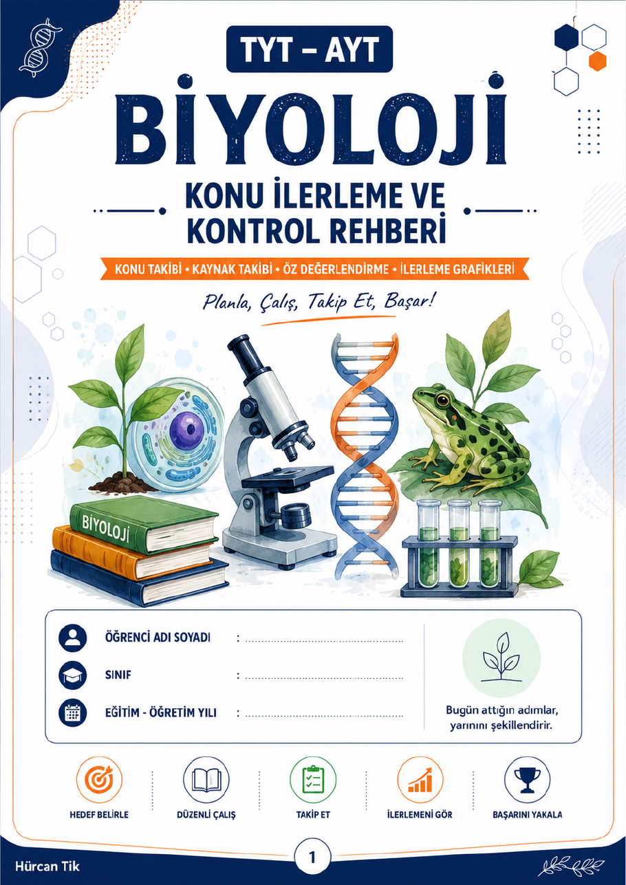 TYT AYT Biyoloji konu ilerleme ve kontrol rehberi kapağı